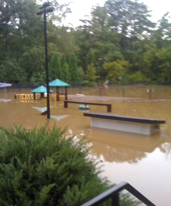 Tennis courts and playground 8ft under water! 