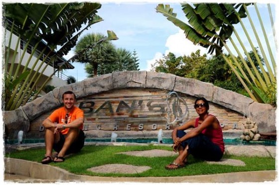 Manali and Terry Next To Ban's Sign