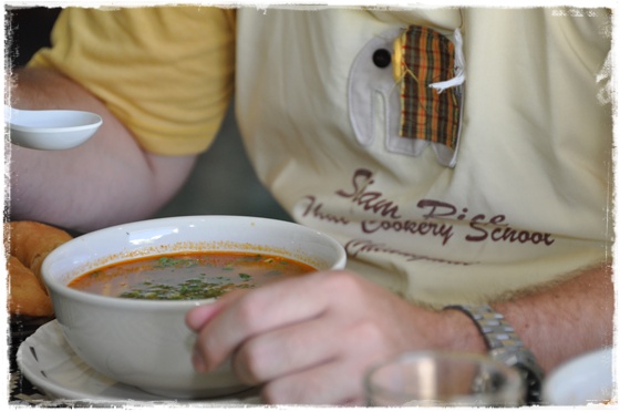 Cooking School Terry enjoying his Tom Yum Kung