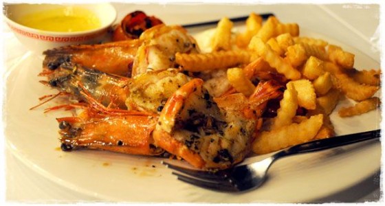 Freshly Caught Grilled Tiger Shrimp