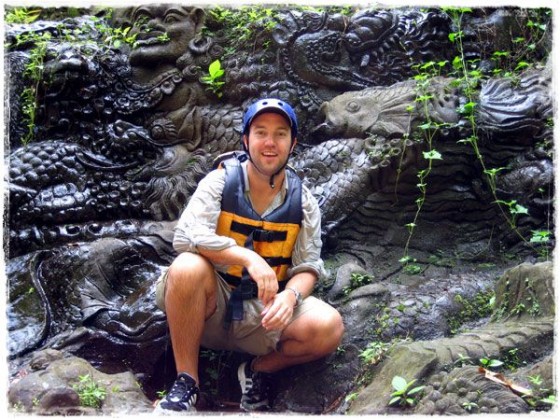 Terry Posing In Front of Ramayana Carvings