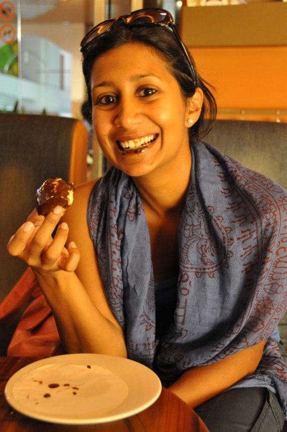 Yum - light and airy donut filled with Belgian Dark Chocolate Ganache topped with even more dark chocolate - heaven on earth! 