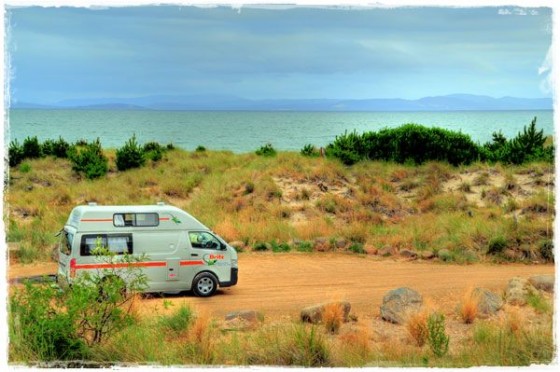 Britz Campervan On The Beach - Tasmania, Australia