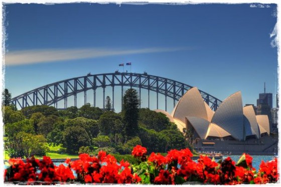 Sydney Opera House and Harbor Bridge (View from Botanical Gardens)
