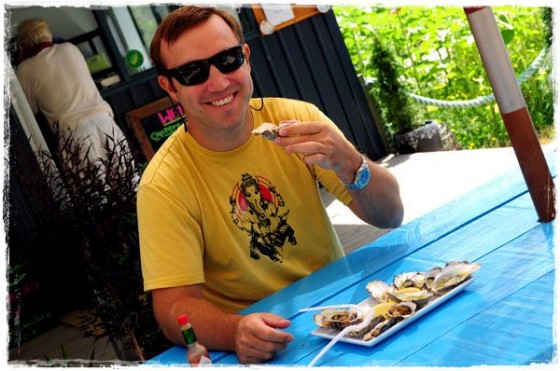 Terry Eating Oysters - Tasmania, Australia