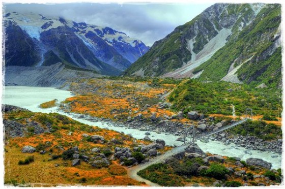 Mount Cook River and Swing Bridge Mount Cook River and Swing Bridge
